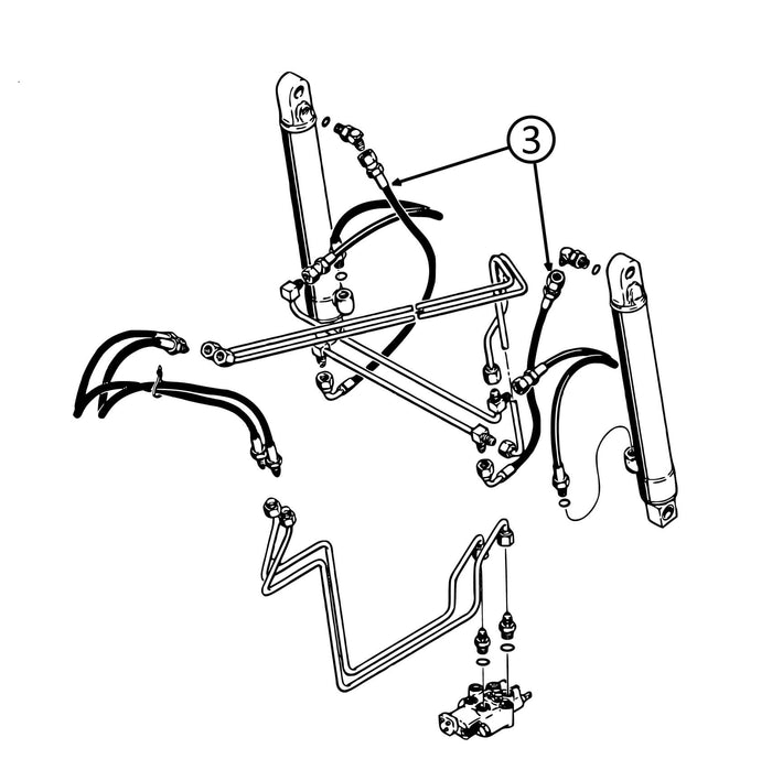 Case 1835 Hose - to Loader Bucket Tilt Cylinders - Bore Ends -