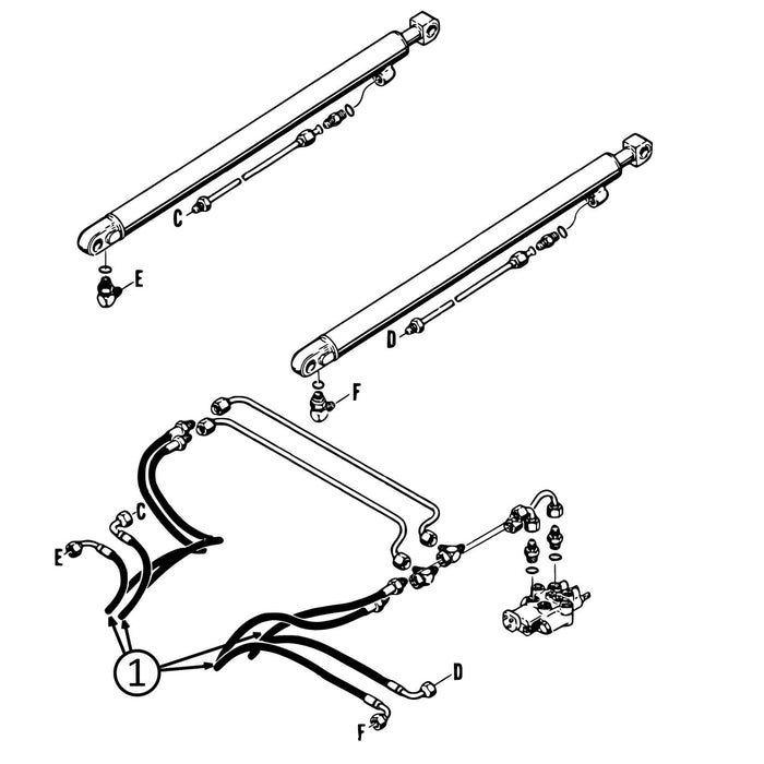 Case 1835 Hose - to Loader Lift Cylinders -