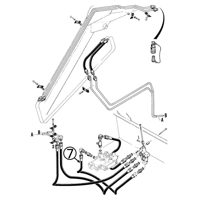 Case 1835B Hose - Loader Valve to Aux Control Valve -