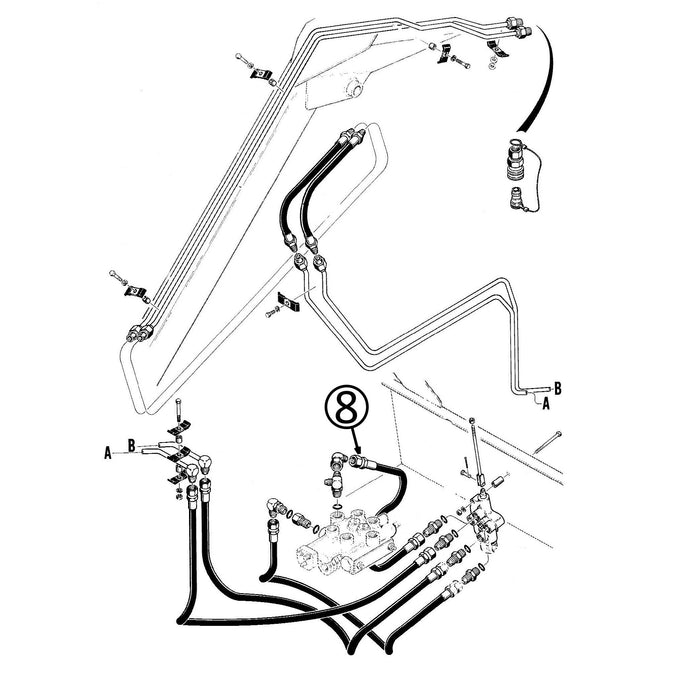 Case 1835B Hose - Return, Aux Valve to Loader Valve -