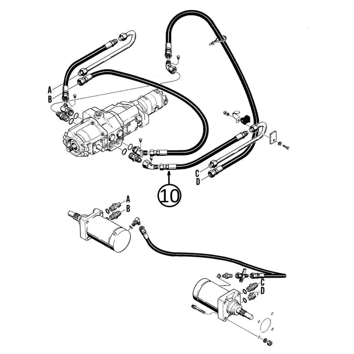 Case 1835B Hose - Pump to R/H Drive Motor -