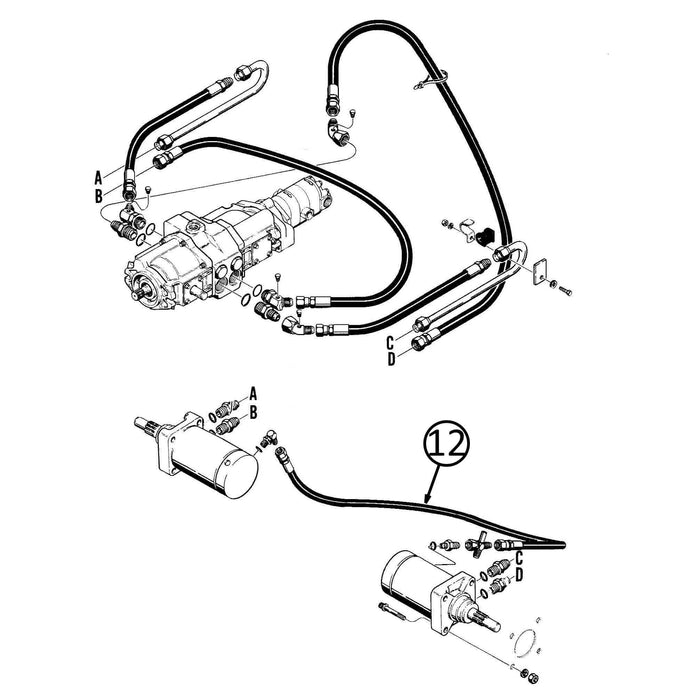 Case 1835B Hose - Crossover Between Drive Motors -