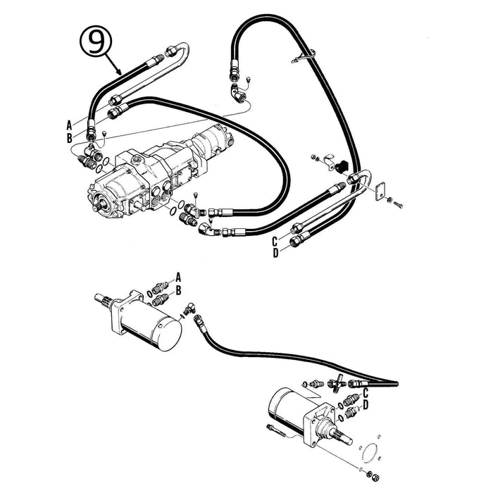 Case 1835B Hose - Pump to L/H Drive Motor -