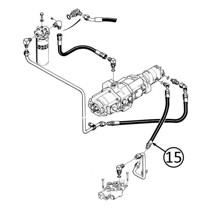 Case 1835B Hose - Pump to Loader Valve - D82186 Pump -