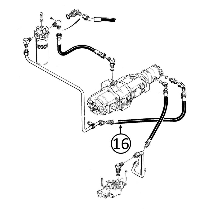 Case 1835B Hose - Charge Pump to Charge Filter -