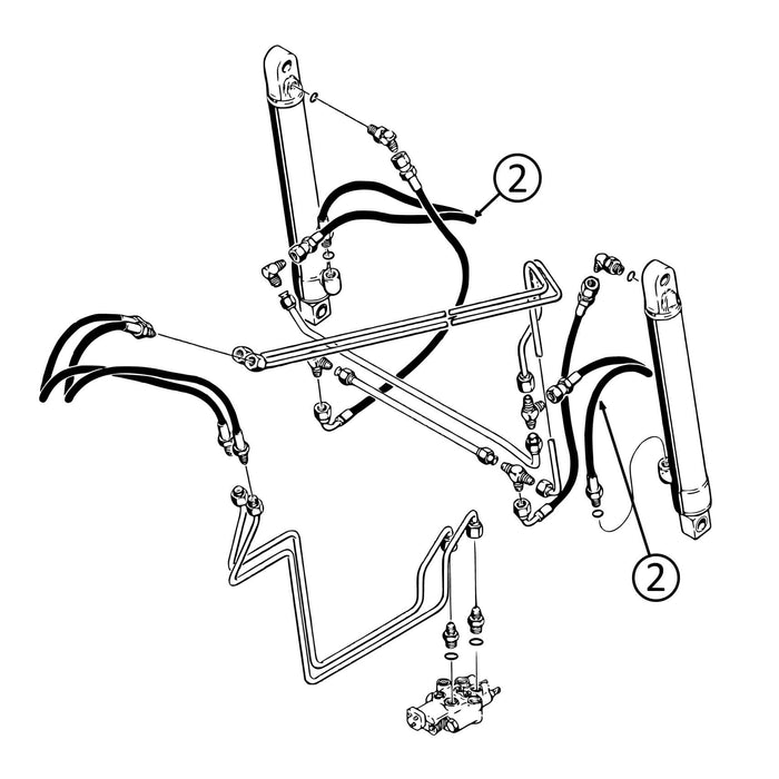 Case 1835B Hose - to Loader Bucket Tilt Cylinders - Rod Ends -