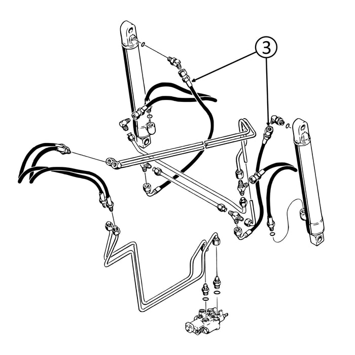 Case 1835B Hose - to Loader Bucket Tilt Cylinders - Bore Ends -