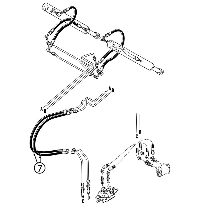 Case 1835C Hose - At Pivot - In Loader Bucket Tilt Cylinder Circuit -