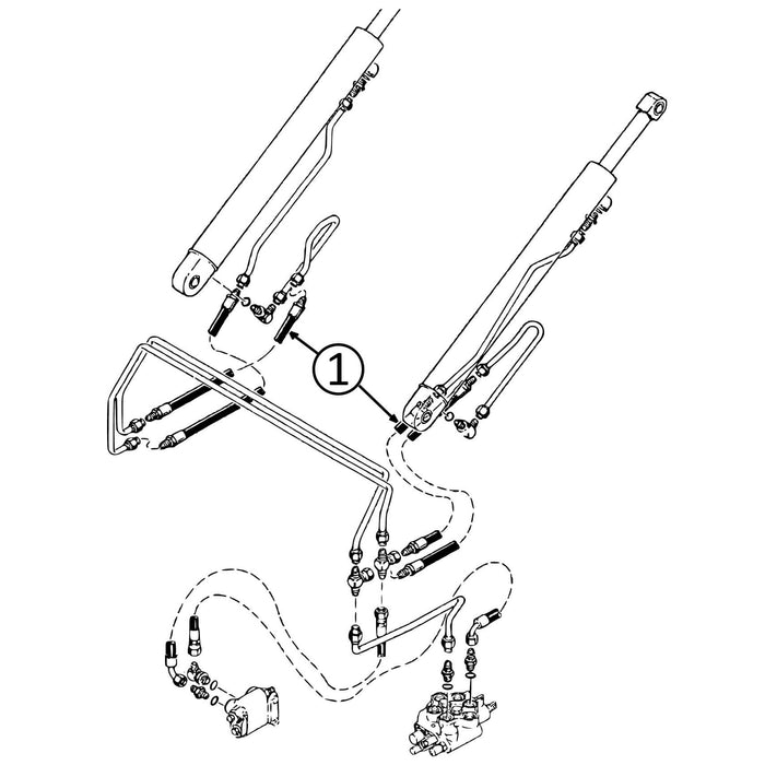 Case 1840 Hose - to Loader Lift Cylinders - L/H Bore End & R/H Rod End -