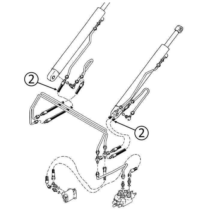 Case 1838 Hose - to Loader Lift Cylinders - L/H Rod End & R/H Bore End -