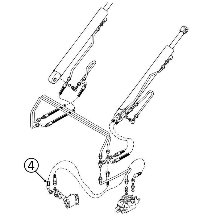 Case 1840 Hose - Self-Leveling Valve to Crossover Tube -