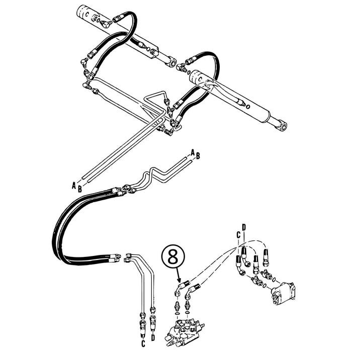 Case 1838 Hose - Loader Valve to Self-Leveling Valve -