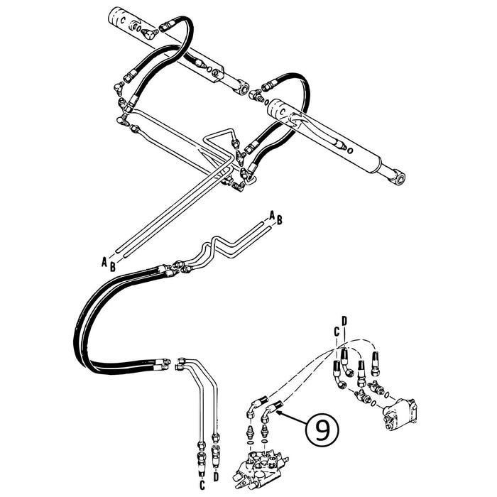 Case 1838 Hose - Loader Valve to Self-Leveling Valve -