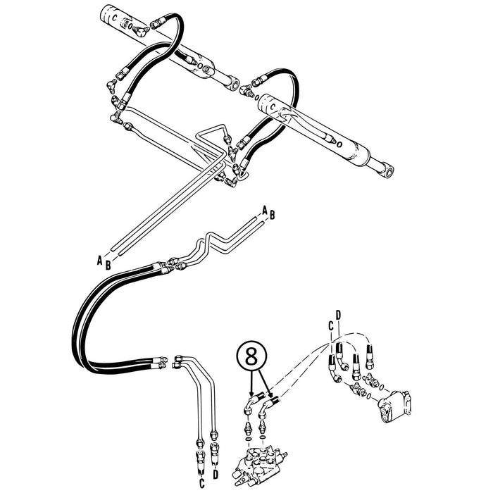 Case 1840 Hose - Loader Valve to Self-Leveling Valve -