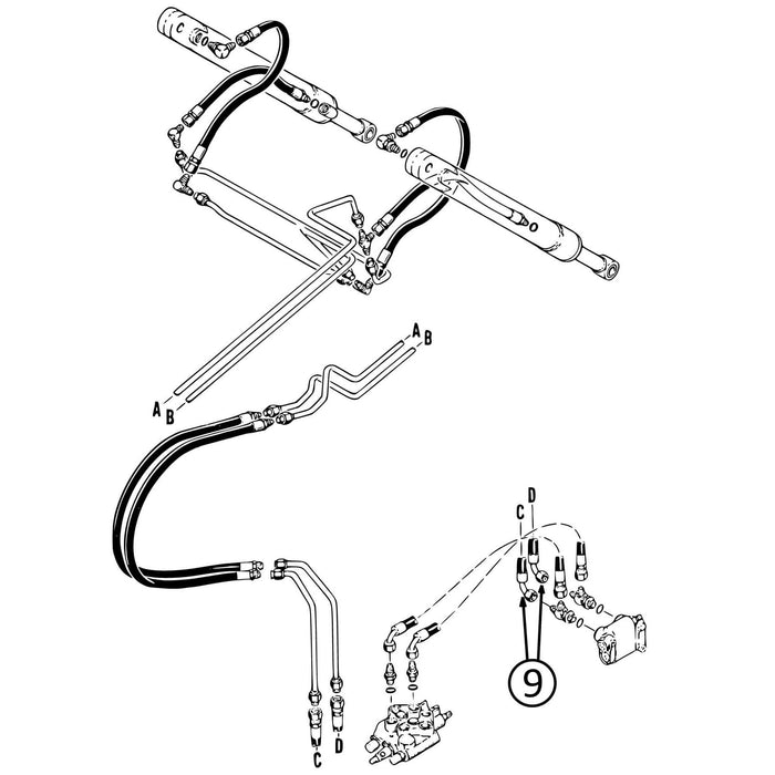 Case 1840 Hose - Self Leveling Valve to Loader Tilt Cylinder Lines -