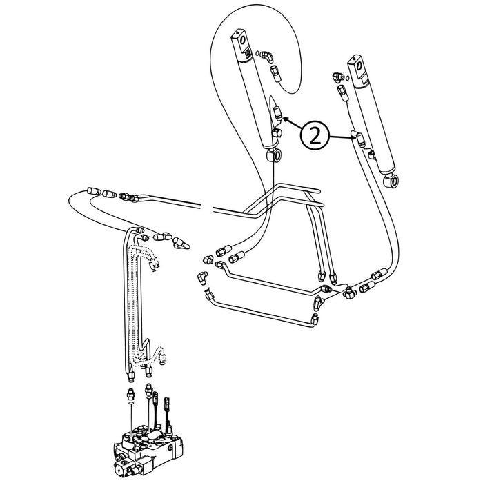 Case 40XT Hose - to Loader Bucket Tilt Cylinders - Rod Ends -