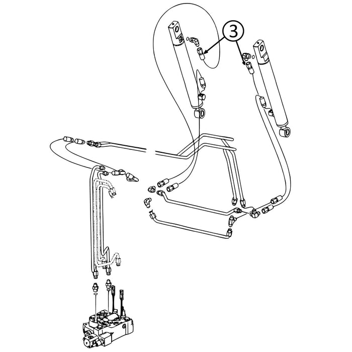 Case 40XT Hose - to Loader Bucket Tilt Cylinders - Bore Ends -