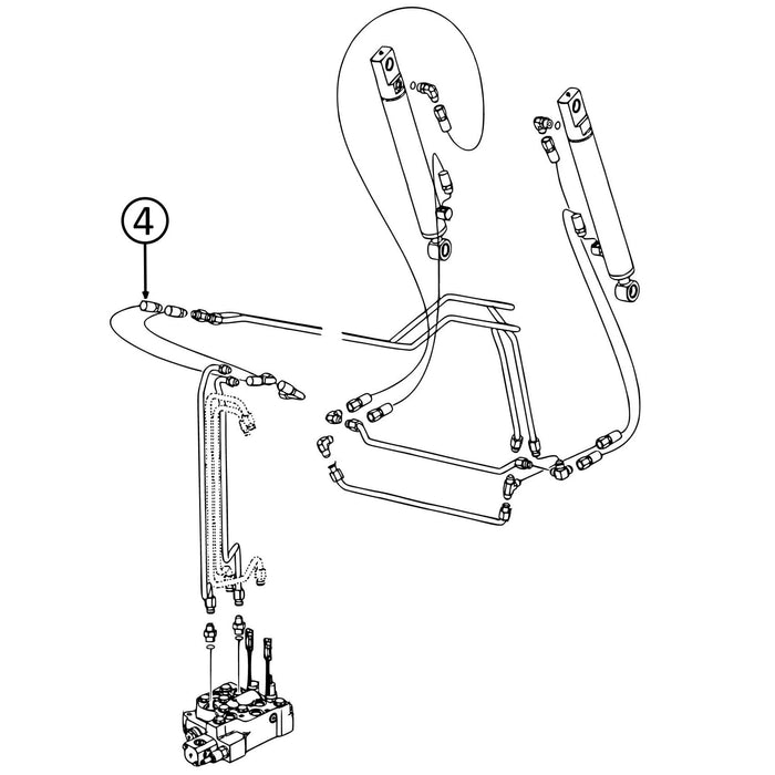 Case 40XT Hose - At Pivot - to Loader Tilt Cylinders - Bore Ends -