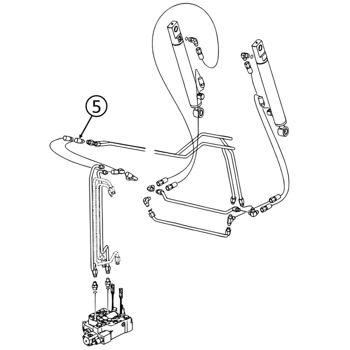 Case 60XT Hose - At Pivot - to Loader Tilt Cylinders - Rod Ends -