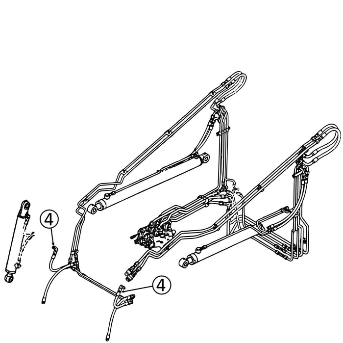 Case 440CT Hose - to Loader Bucket Tilt Cylinders - Bore Ends -