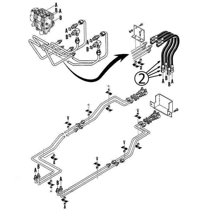 Case 450C & 455C Hose - From Valve towards Blade -