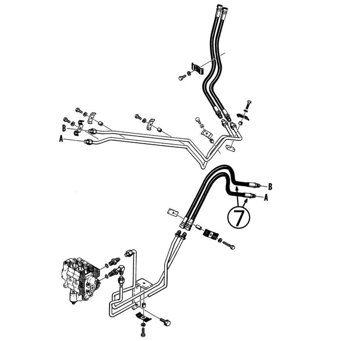 Case 450C & 455C Hose - At Arm Pivot - in Loader Clam Circuit -