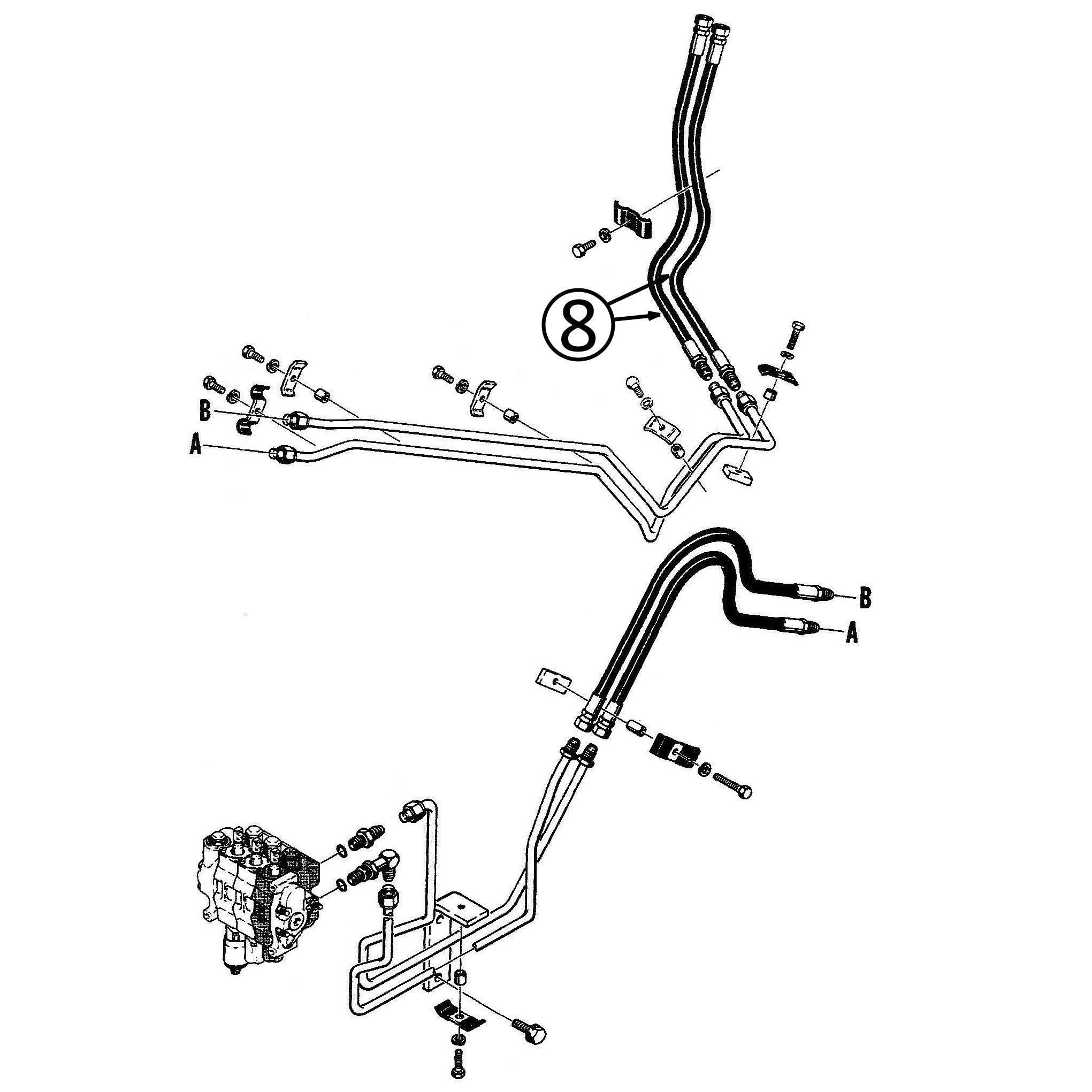 Case 450C & 455C Hose to Bucket to Clam Cylinders HW Part Store
