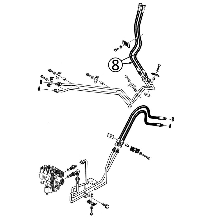 Case 450C & 455C Hose - to Bucket - in Loader Clam Circuit -