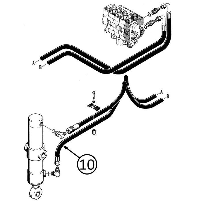 Case 450C & 455C Hose - to Ripper Cylinder - Rod End -