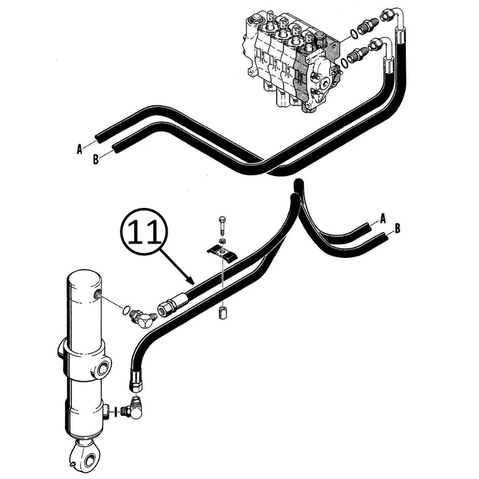 Case 450C & 455C Hose - to Ripper Cylinder - Bore End -