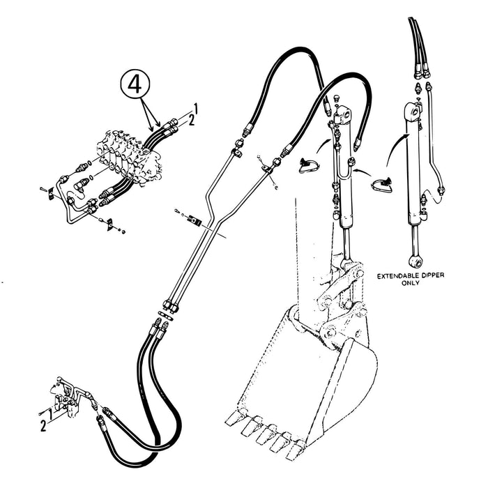 Case 480C Hose - Valve to Bucket Manifold -