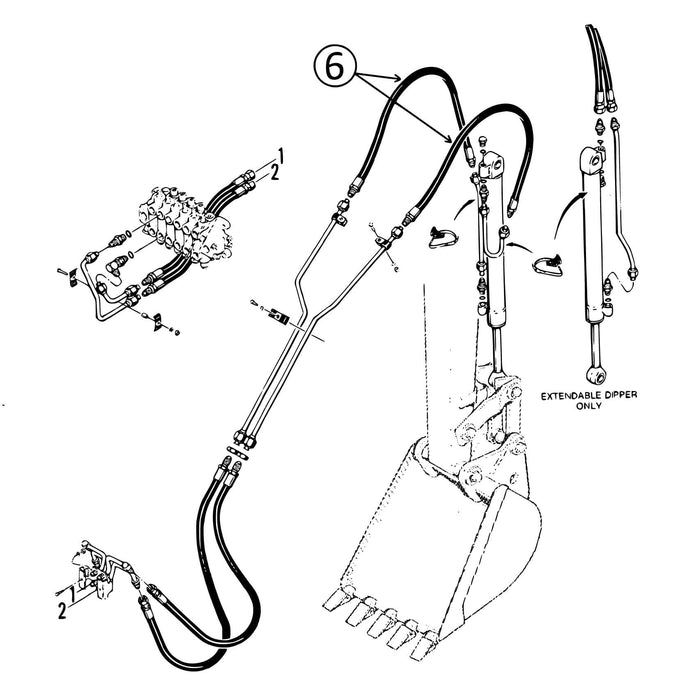 Case 480C Hose - to Bucket Cylinder - Standard Dipper -