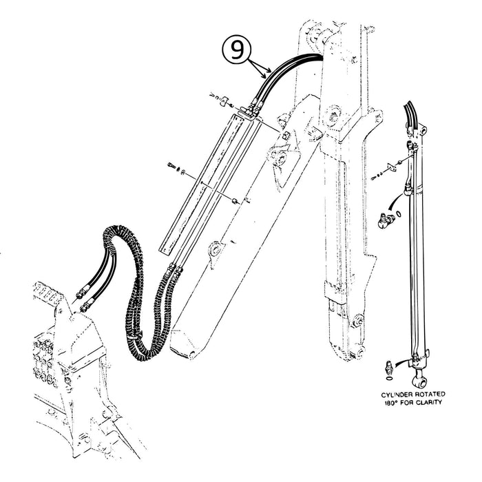 Case 480C Hose - to Dipper Ext Cylinder -