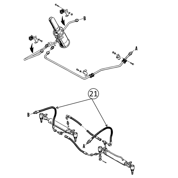 Case 480C Hose - to Steering Cylinders -