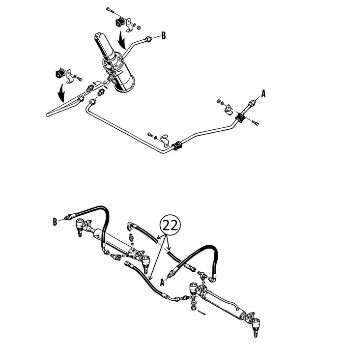 Case 480C Hose - Between Steering Cylinders -