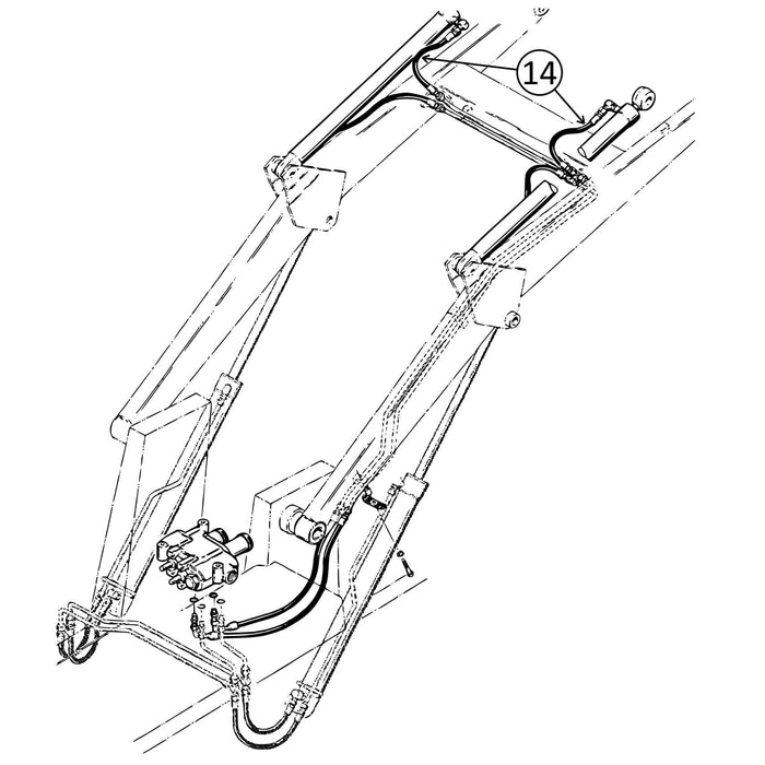 Case 480C Hose - to Loader Bucket Tilt Cylinders - Rod End -