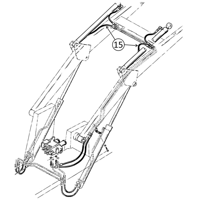 Case 480C Hose - to Loader Bucket Tilt Cylinders - Bore End -