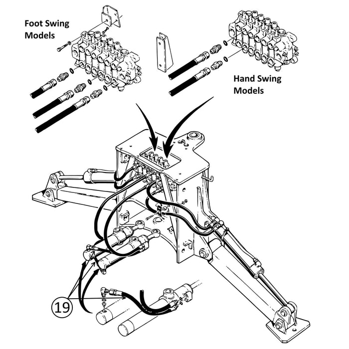 Case 480C Hose - Crossover between Swing Cylinders -