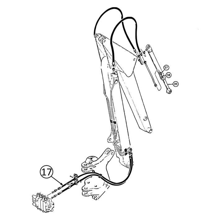 Case 480E Hose - Upper Valve Port to Backhoe Bucket Lines -