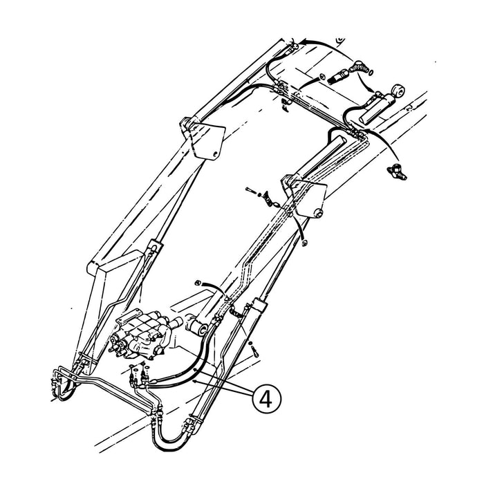 Case 480E Hose - from Valve to Loader Bucket Tilt Cylinder Lines -