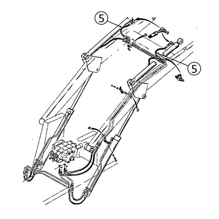 Case 480E Hose - to Loader Bucket Tilt Cylinders - Rod End -