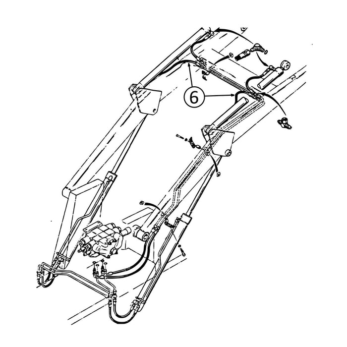 Case 480E Hose - to Loader Bucket Tilt Cylinders - Bore End -