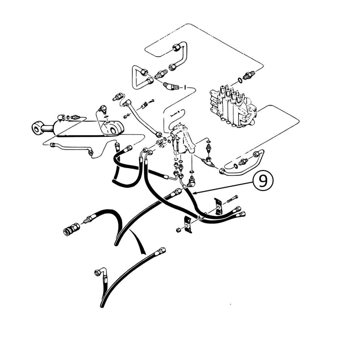 Case 480E Hose - to Outrigger Cylinder - Bore End of R/H -