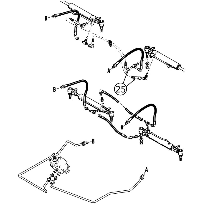 Case 480E Hose - between Steering Cylinders - 4WD -