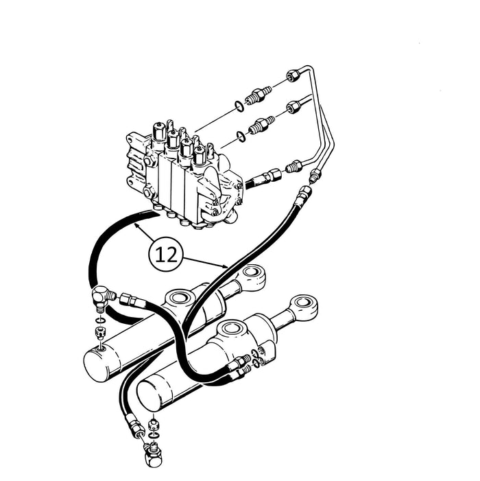 Case 480E Hose - Valve to Swing Cylinders -