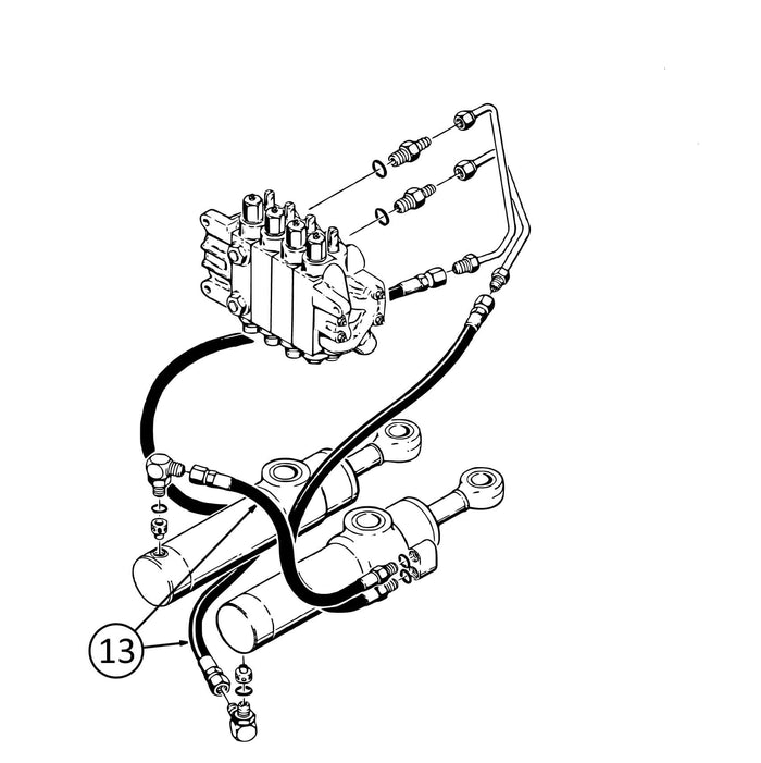 Case 480E Hose - Crossover between Swing Cylinders -