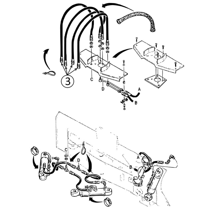 Case 550E, 550G, & 550H Hose - at Blade Pivot -