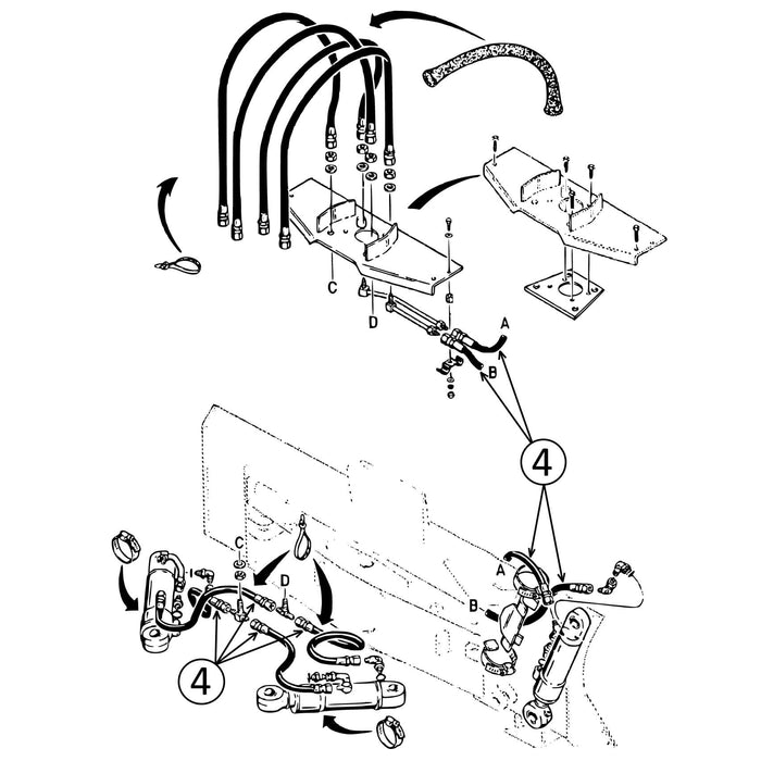 Case 550E, 550G, & 550H Hose - to Dozer Tilt & Angle Cylinders -