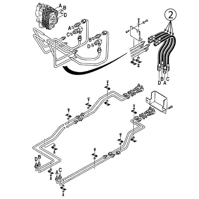 Case 550E, 550G, & 550H Hose - from Valve in Blade Circuit -