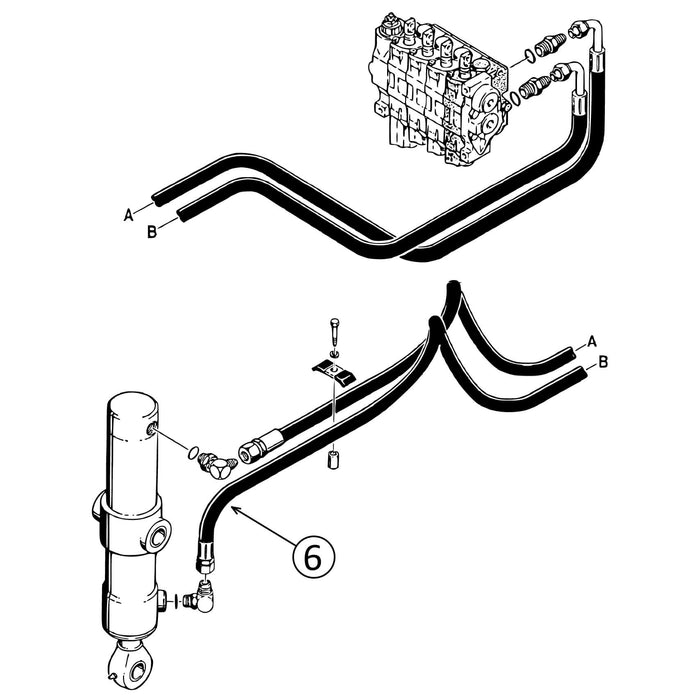 Case 550E, 550G, & 550H Hose - to Ripper Cylinder - Rod End -